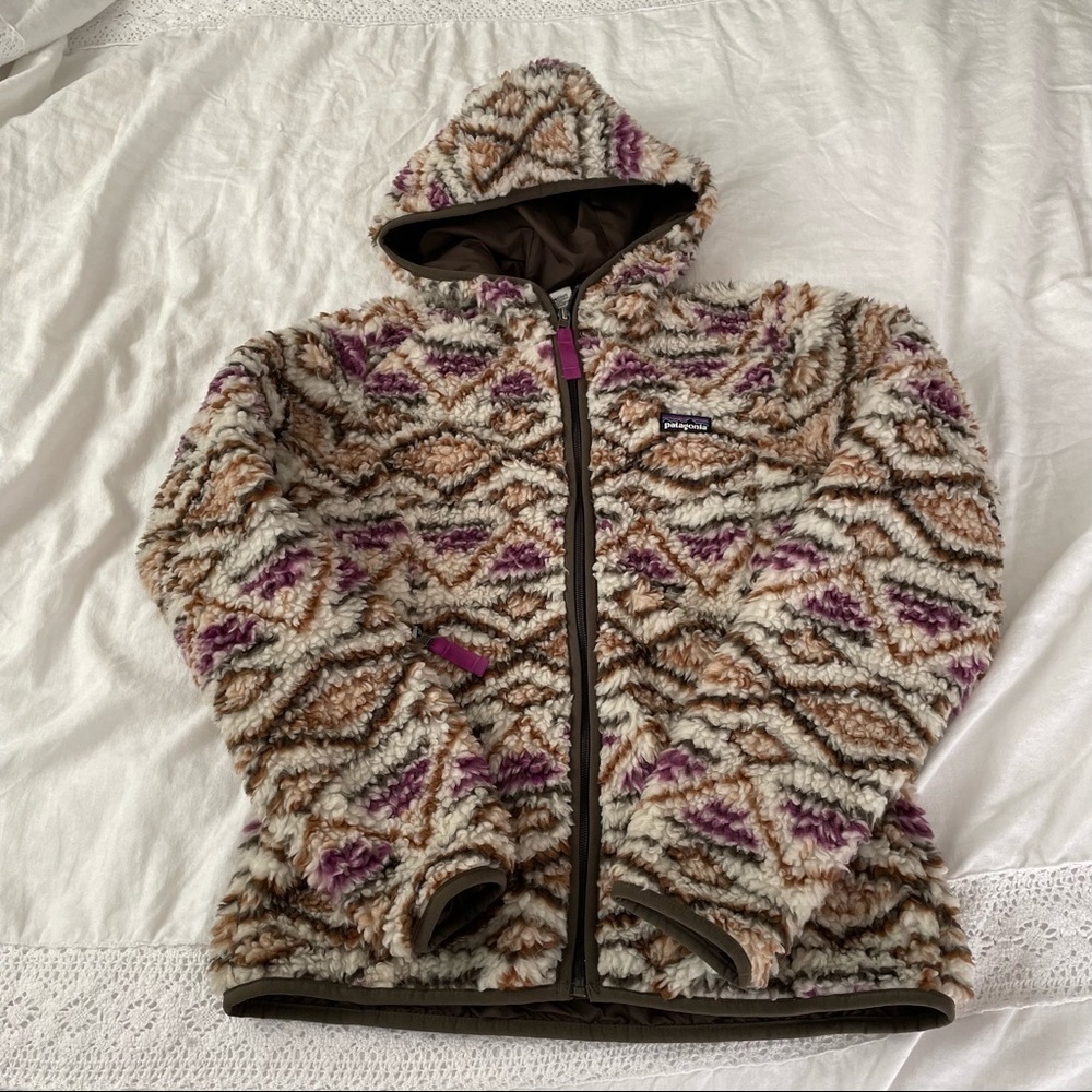 Patagonia SMALL Retro X Deep Pile Fleece Hooded Jacket in Aztec Tribal